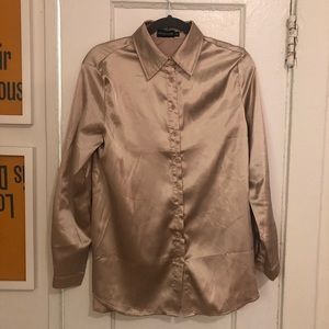 PrettyLittleThing Satin Champagne Shirt